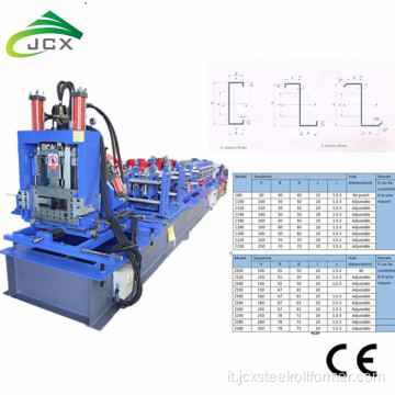 Auto CZ Purlin Intercambiabile Roll Forming Machine